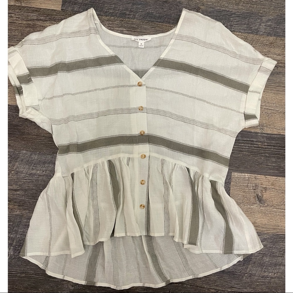 Ruffle Bottomed Button Down Blouse